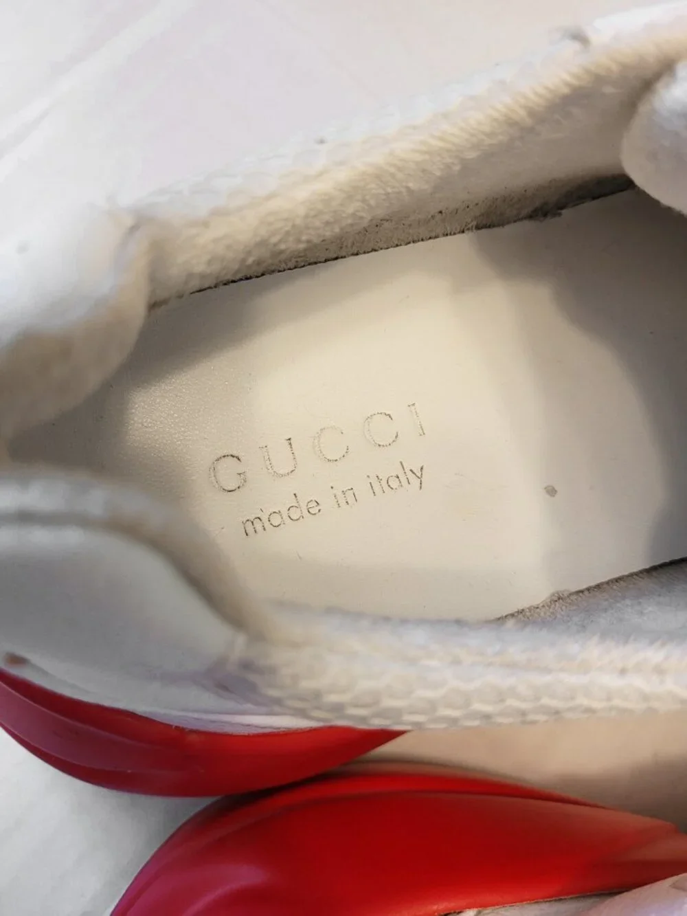 Gucci Rhyton Epilogue White Red Green Reflective Sneakers  UK 9